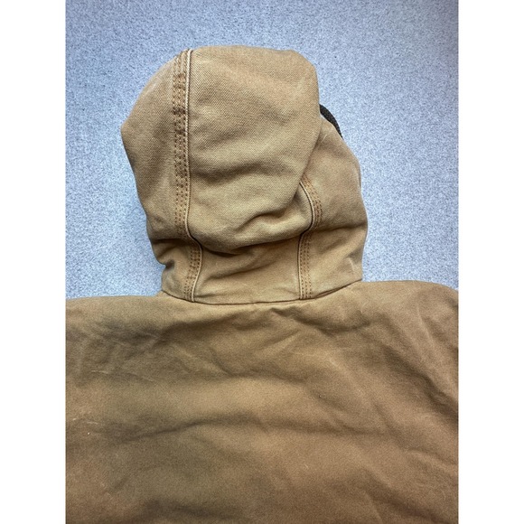 Brazos Work Force Jacket Mens Large Brown Hooded Canvas Insulated Workwear - Picture 12 of 16